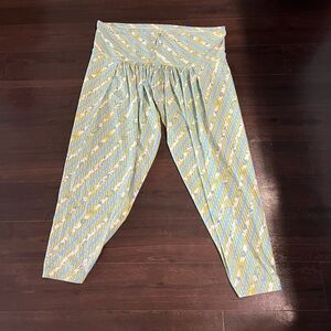 Blue and yellow striped floral Patterned harem pants - hippie loungewear